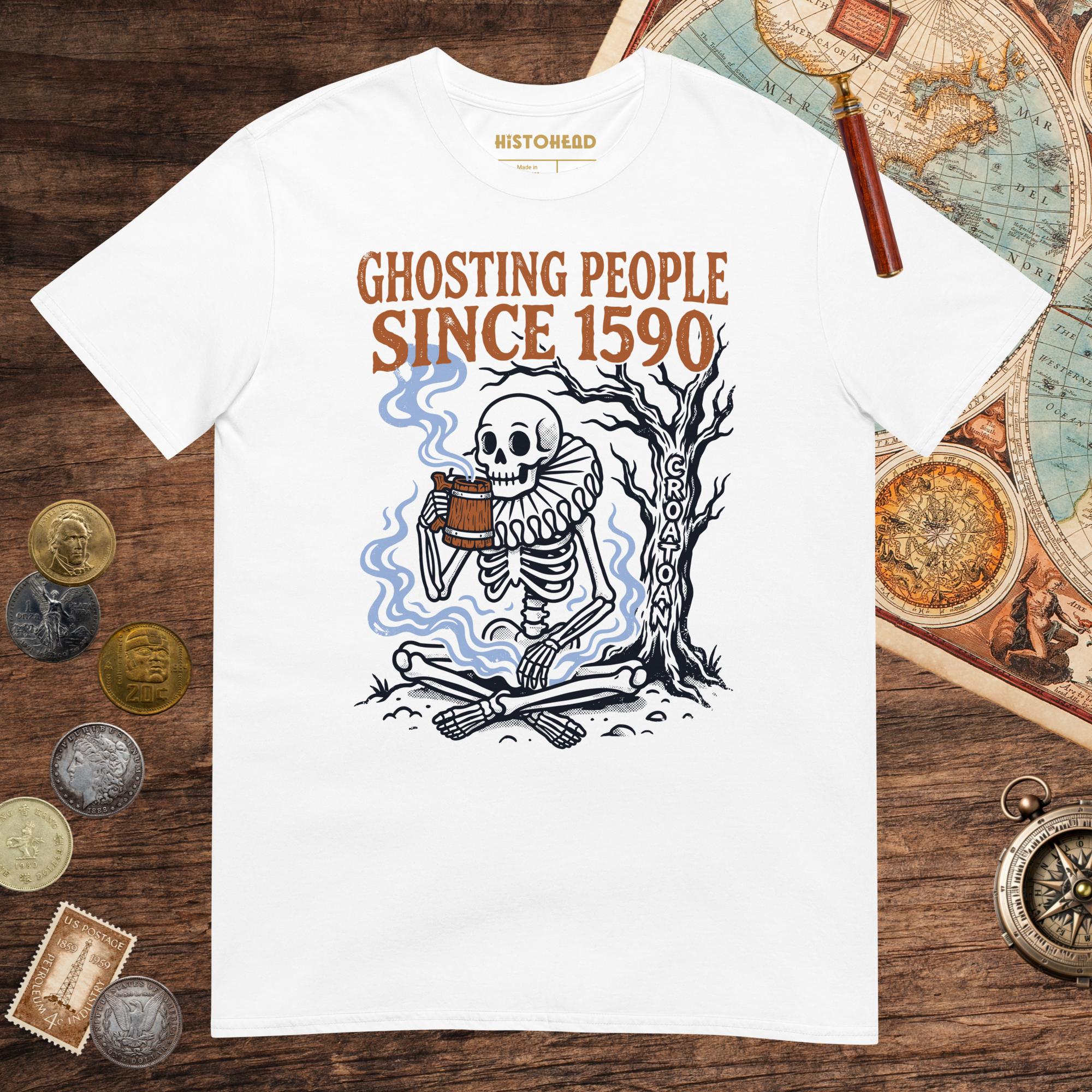 White Roanoke Colony Ghosting Since 1590 Tee - history buff gift by HistoHead
