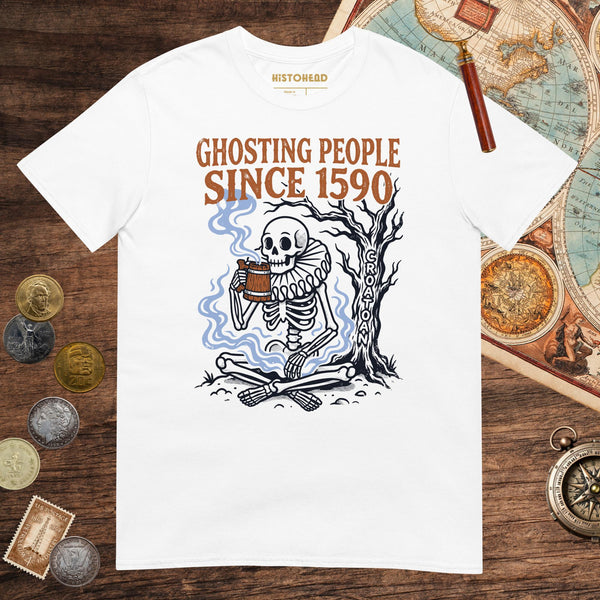 White Roanoke Colony Ghosting Since 1590 Tee - history buff gift by HistoHead