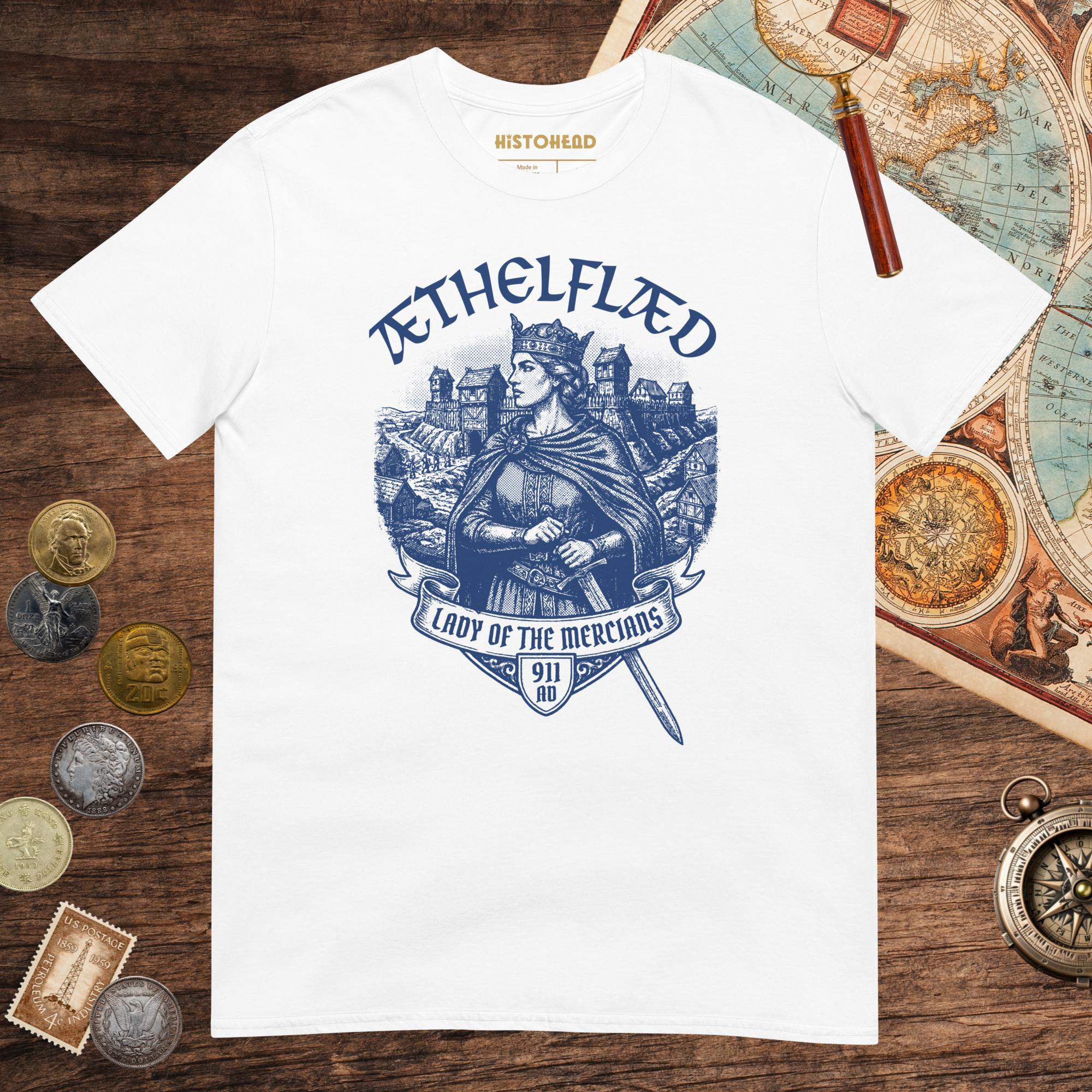 White Æthelflæd Lady of the Mercians Tee - history buff gift by HistoHead
