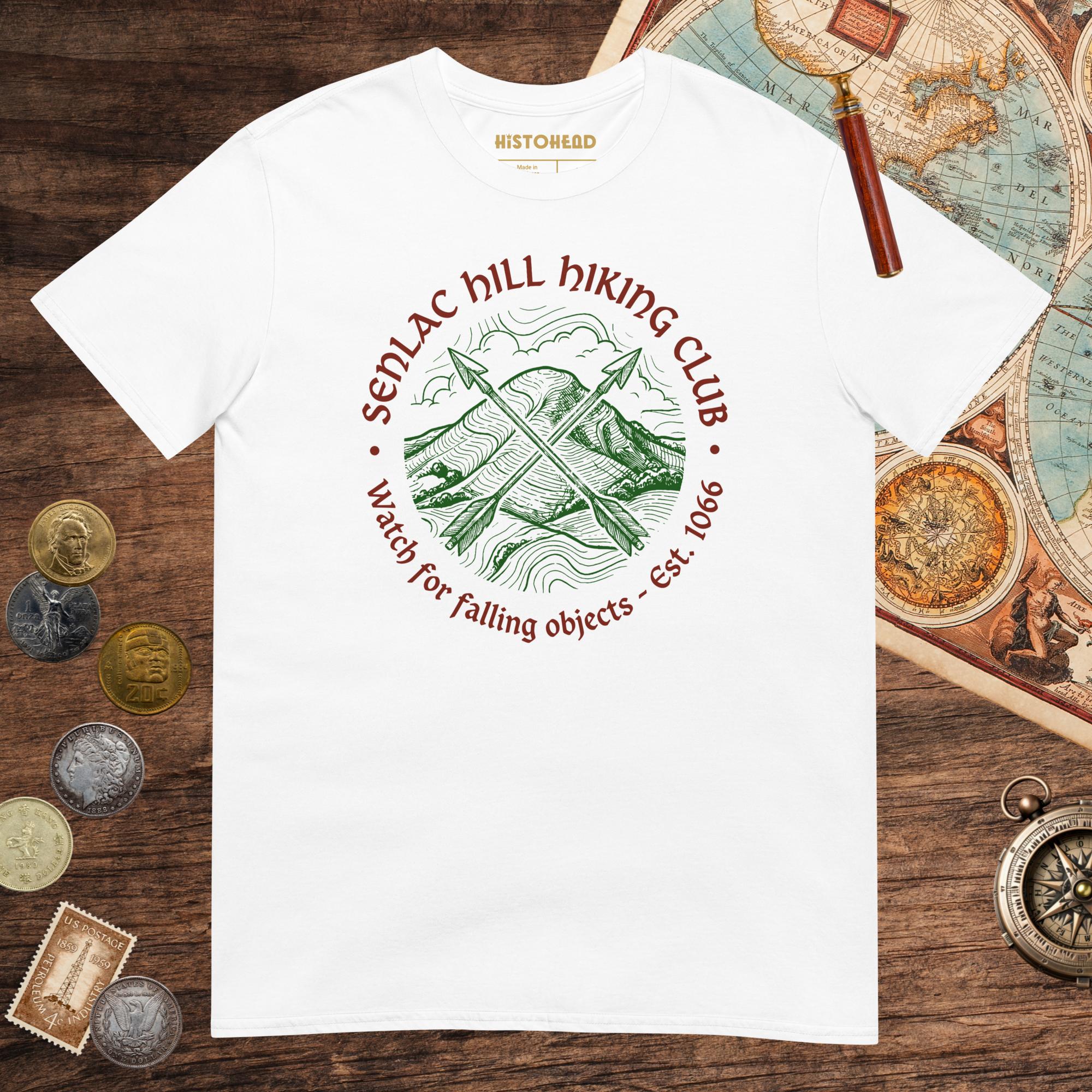 White Senlac Hill Hiking Club Tee - history buff gift by HistoHead