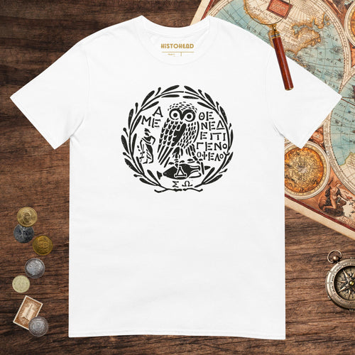 White Owl of Athena 2 Tee - history buff gift by HistoHead