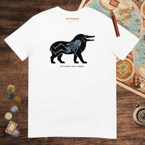 White The Scales Were Rigged Tee - history buff gift by HistoHead