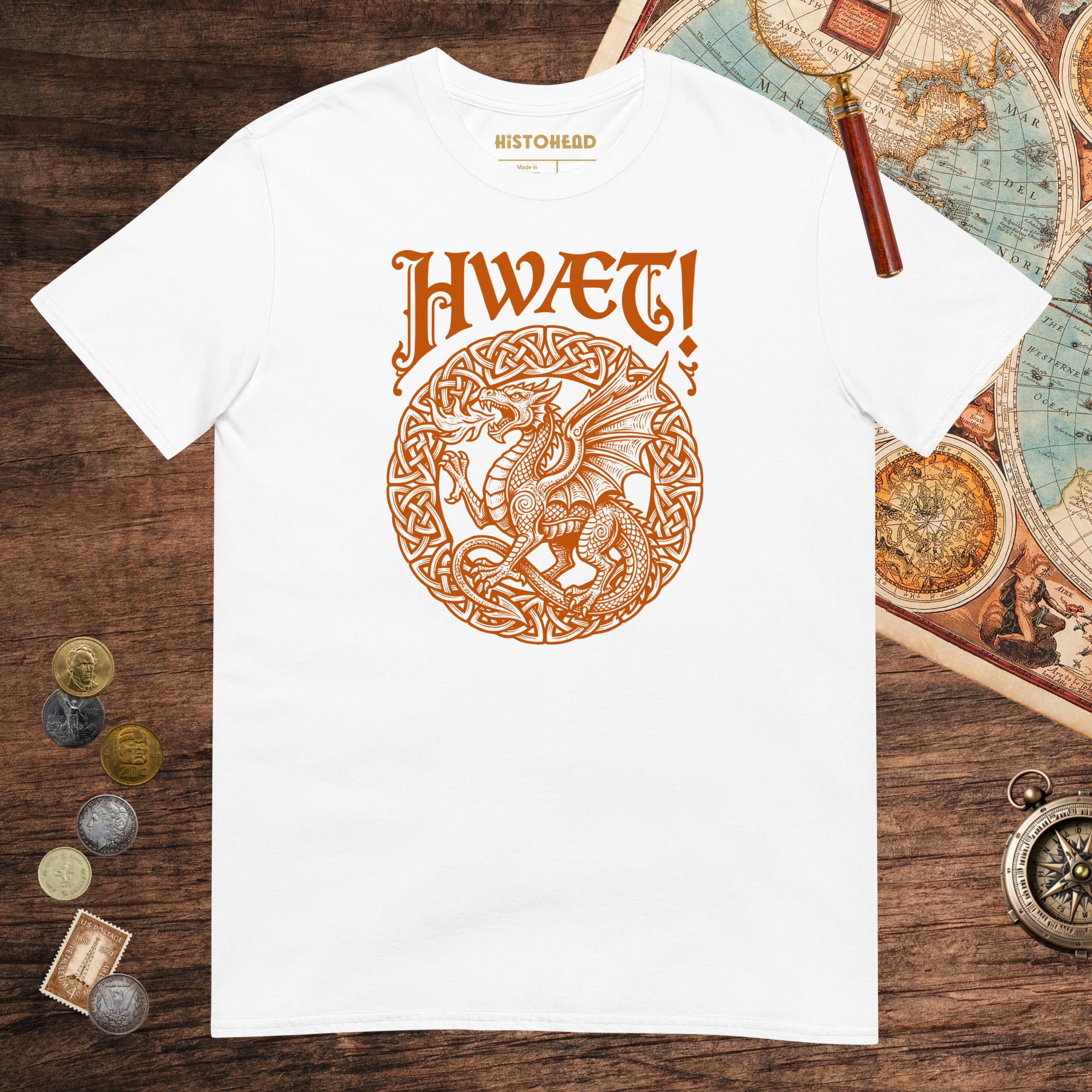 White Hwæt Dragon Tee - history buff gift by HistoHead