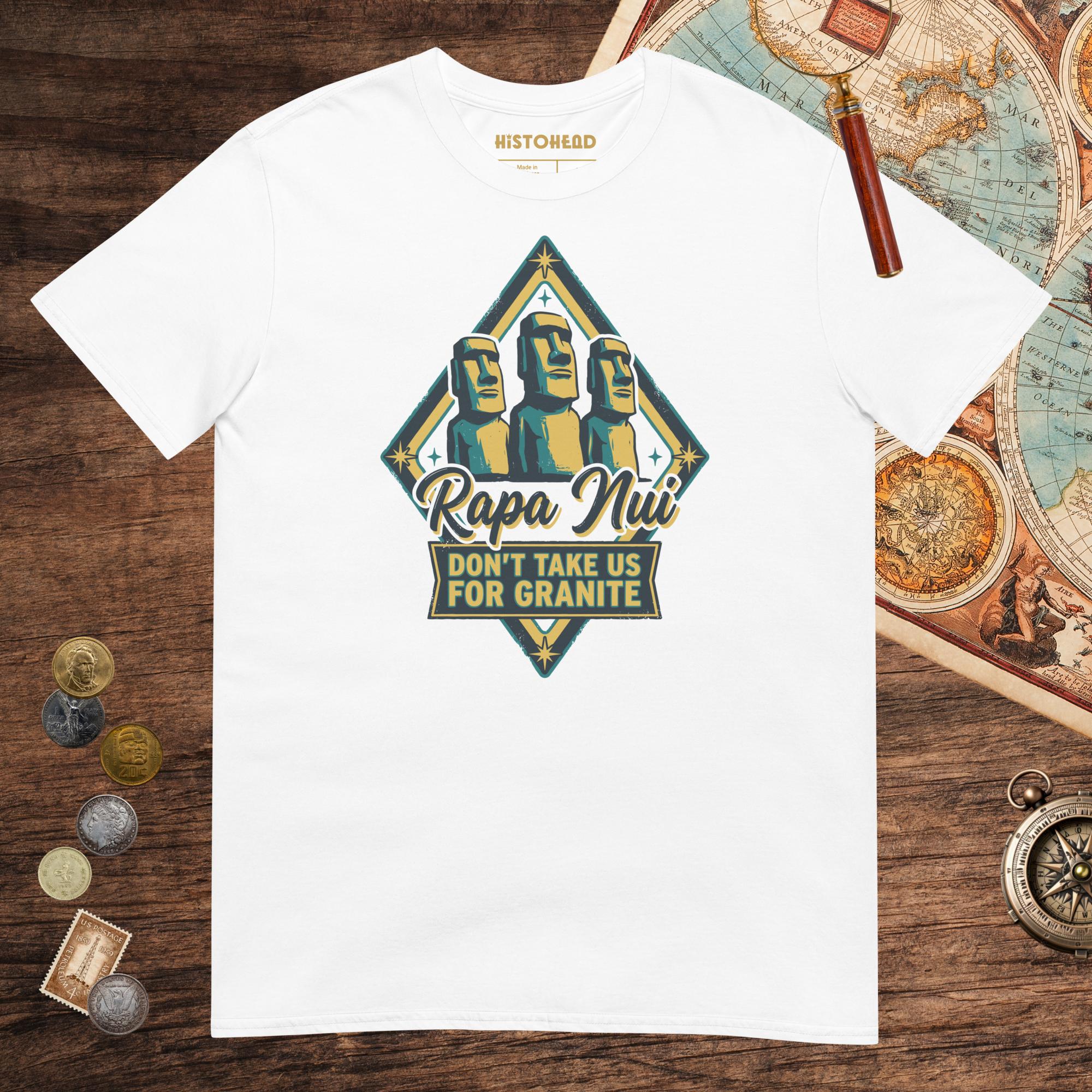 White Rapa Nui Moai Tee - history buff gift by HistoHead