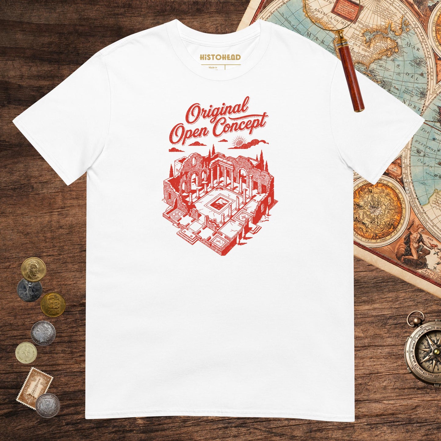White Original Open Concept Tee - history buff gift by HistoHead