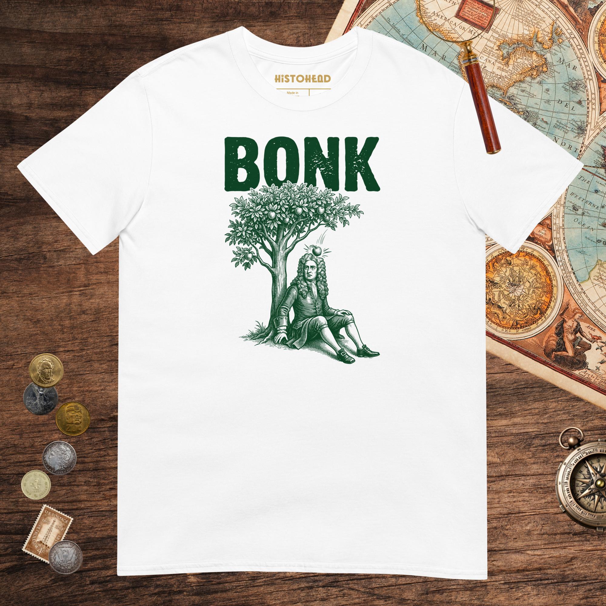 White Newton Bonk Tee - history buff gift by HistoHead
