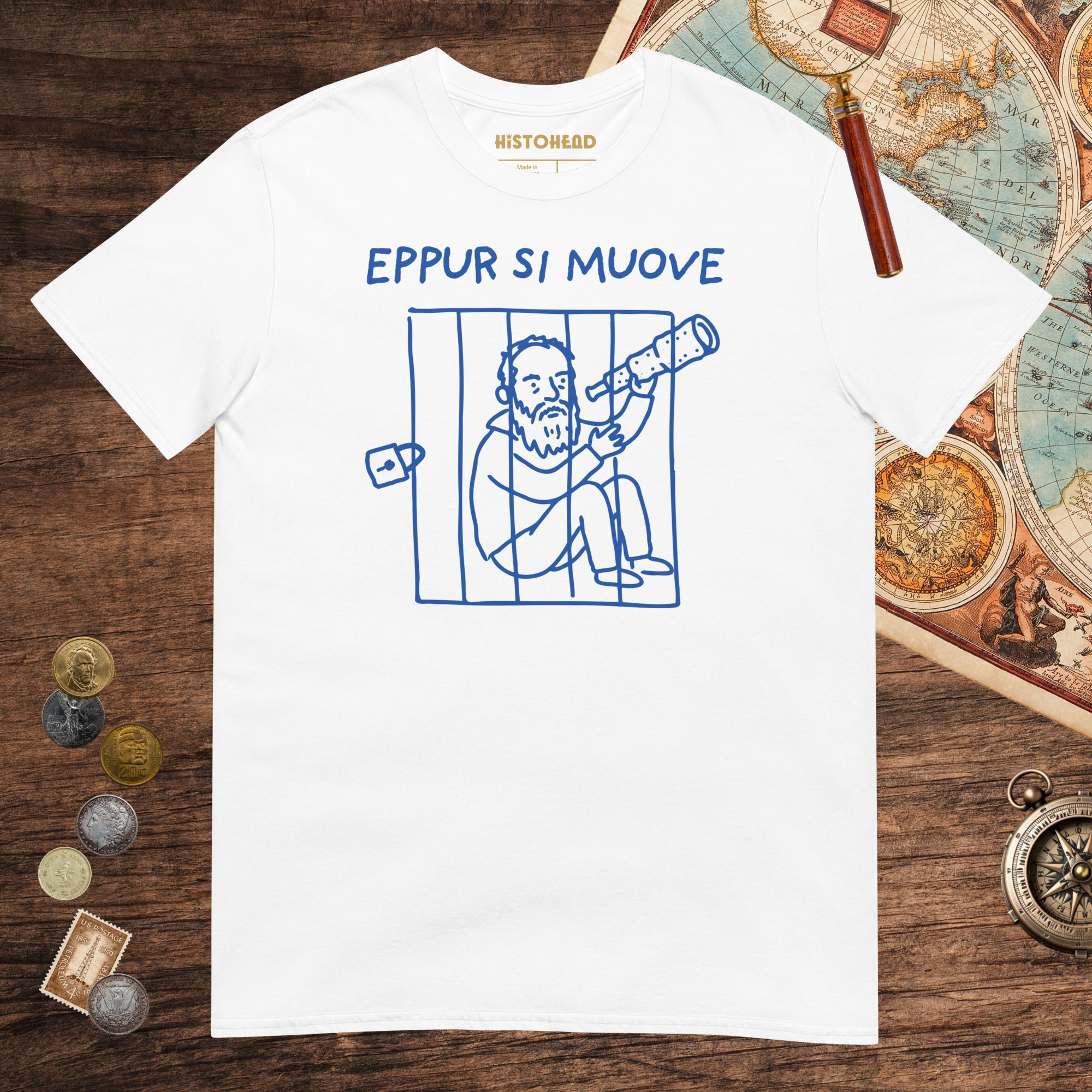 White Galileo Galilei And Yet It Moves Tee - history buff gift by HistoHead