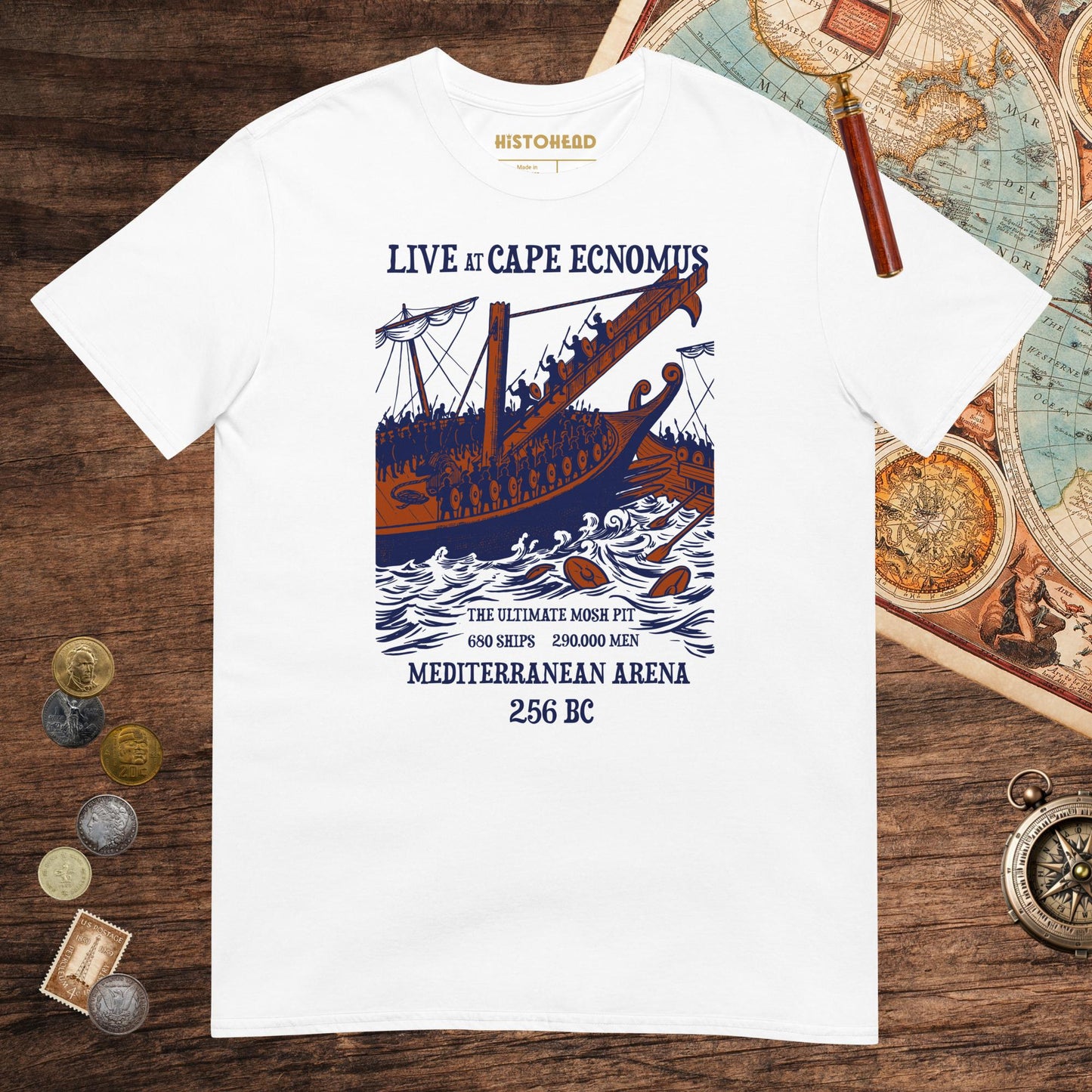 White Battle of Cape Ecnomus Tee - history buff gift by HistoHead