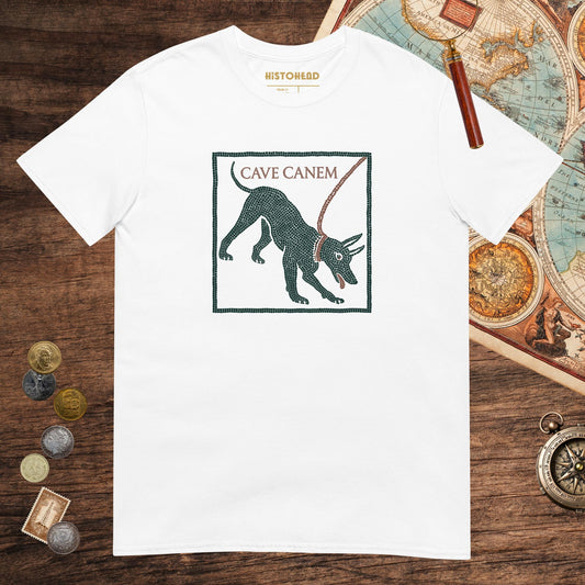White Cave Canem Pompeii Mosaic Tee - history buff gift by HistoHead