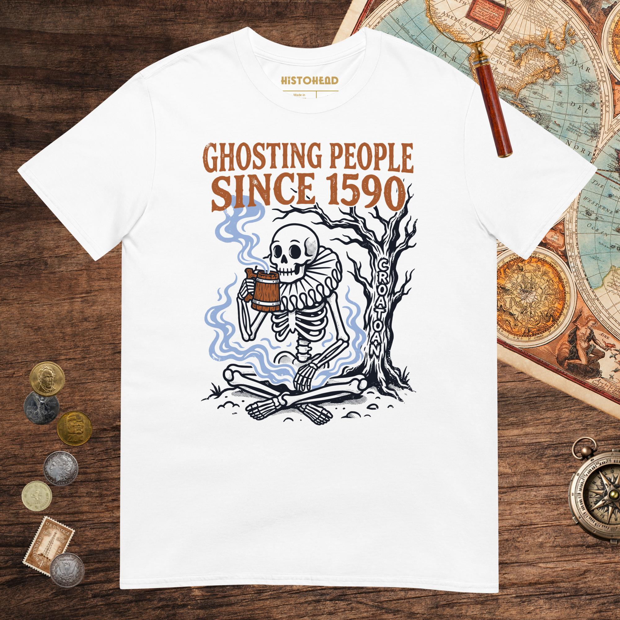White Roanoke Colony Ghosting Since 1590 Tee - history buff gift by HistoHead