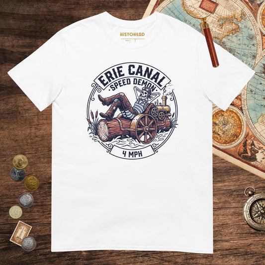 White Erie Canal Speed Demon Tee - history buff gift by HistoHead