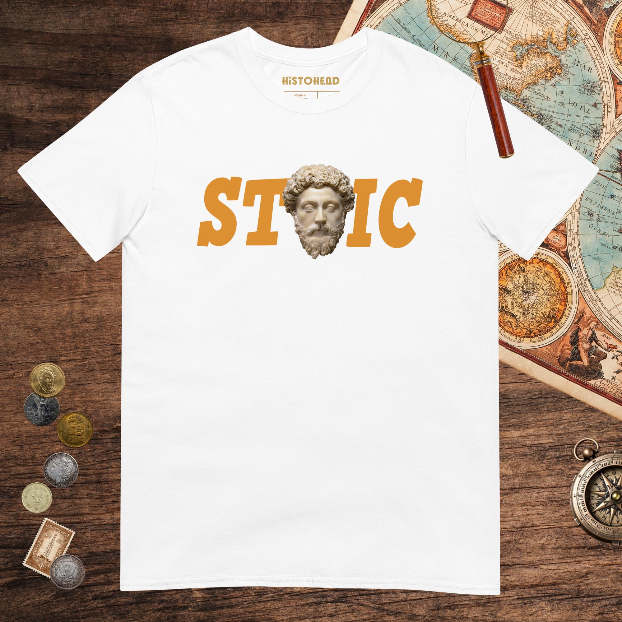 White Stoic Marcus Aurelius Tee - history buff gift by HistoHead