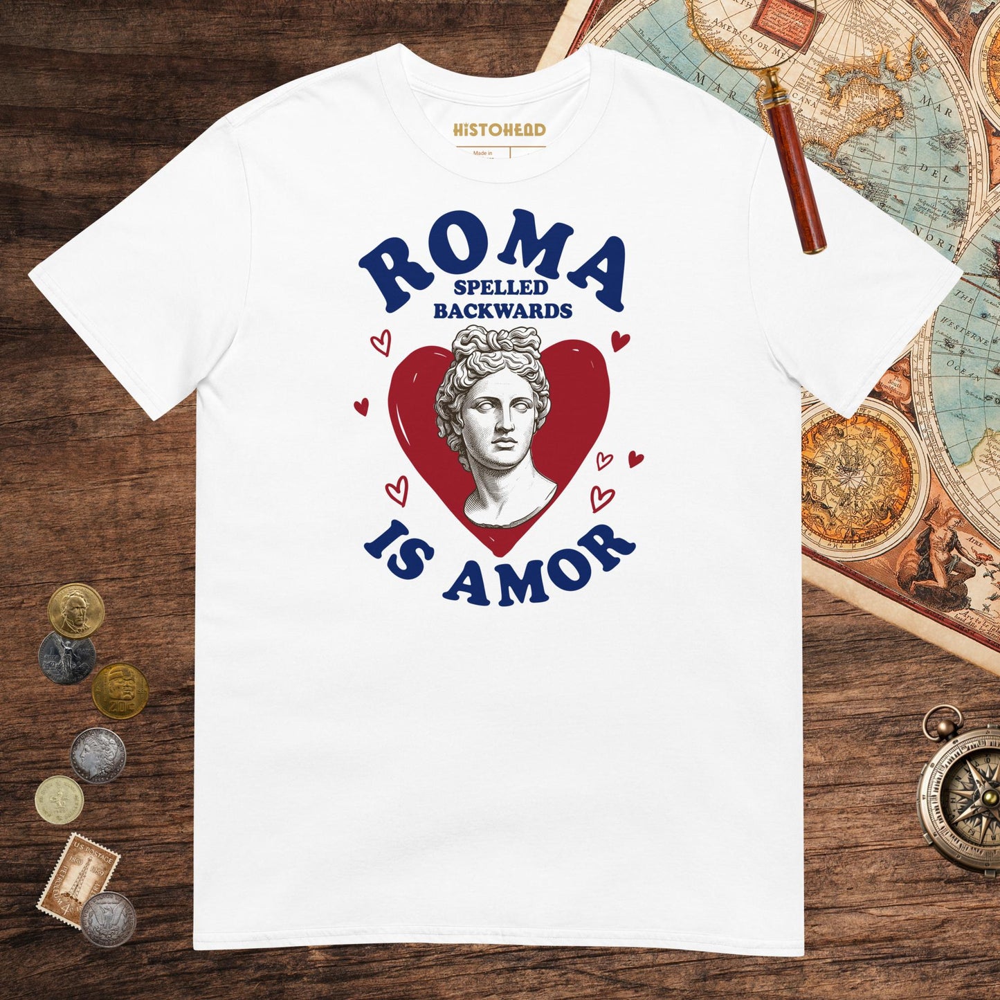 White Roma Spelled Backwards Is Amor Tee - history buff gift by HistoHead