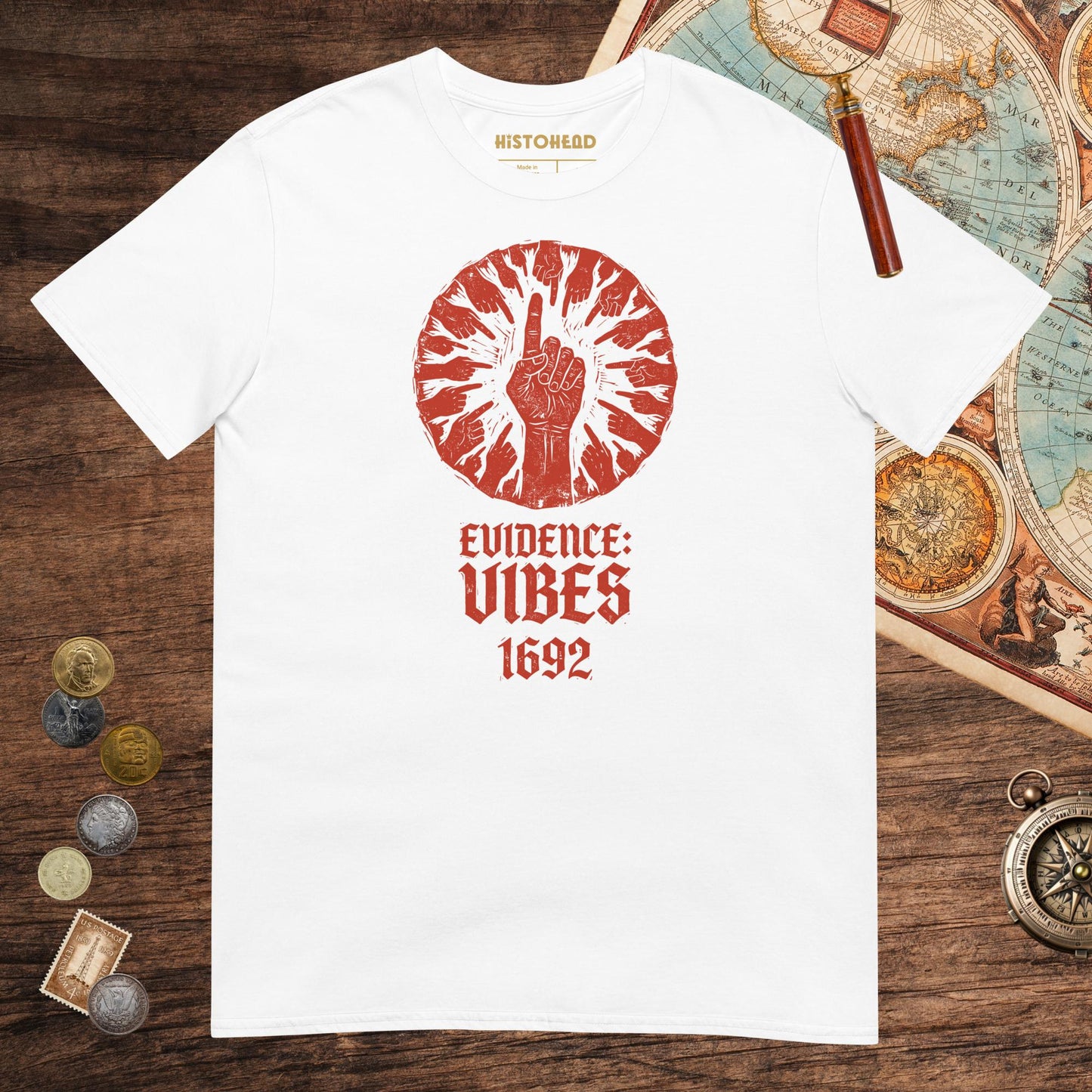 White 1692 Salem Witch Trials Evidence Tee - history buff gift by HistoHead
