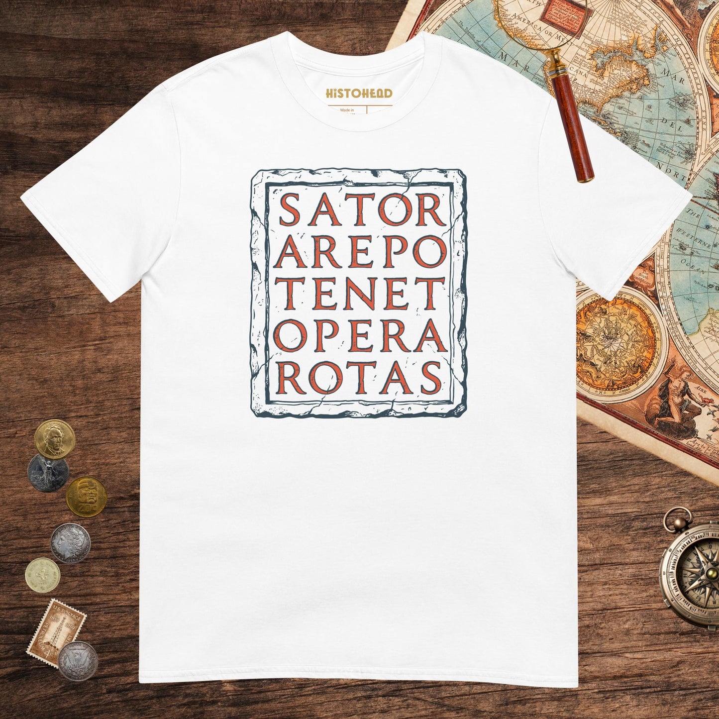 White Sator Rotas Tee - history buff gift by HistoHead
