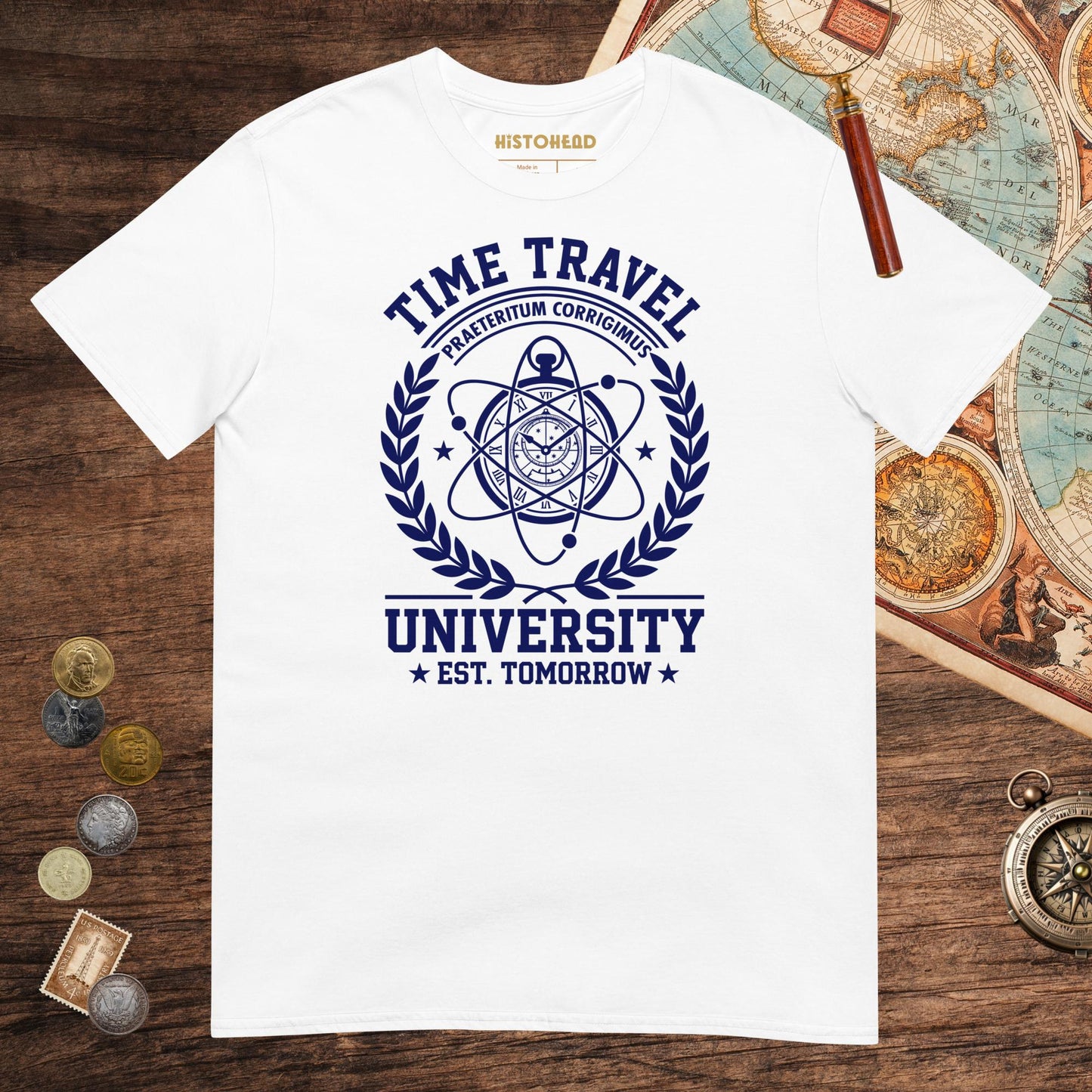 White Time Travel University Tee - history buff gift by HistoHead