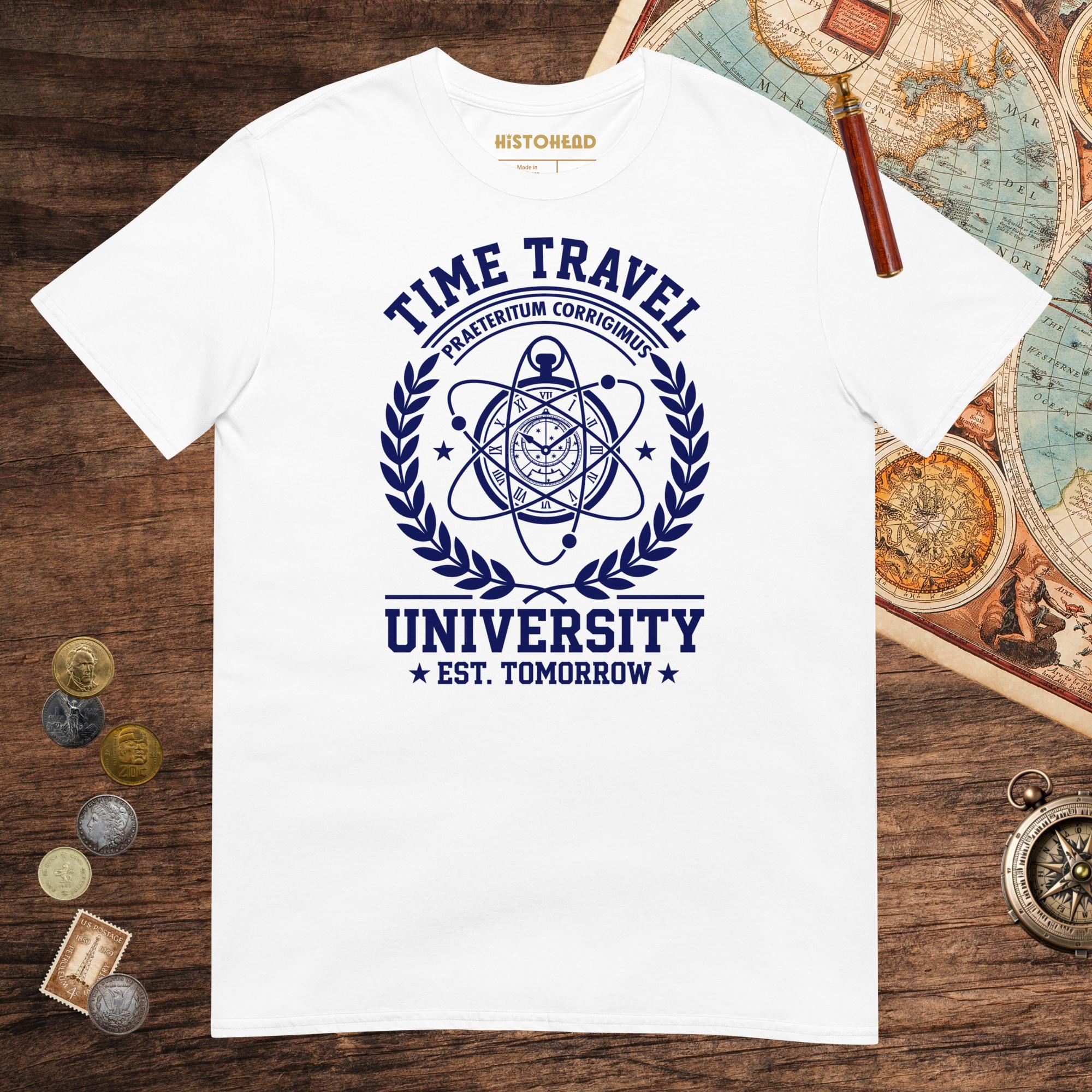 White Time Travel University Tee - history buff gift by HistoHead