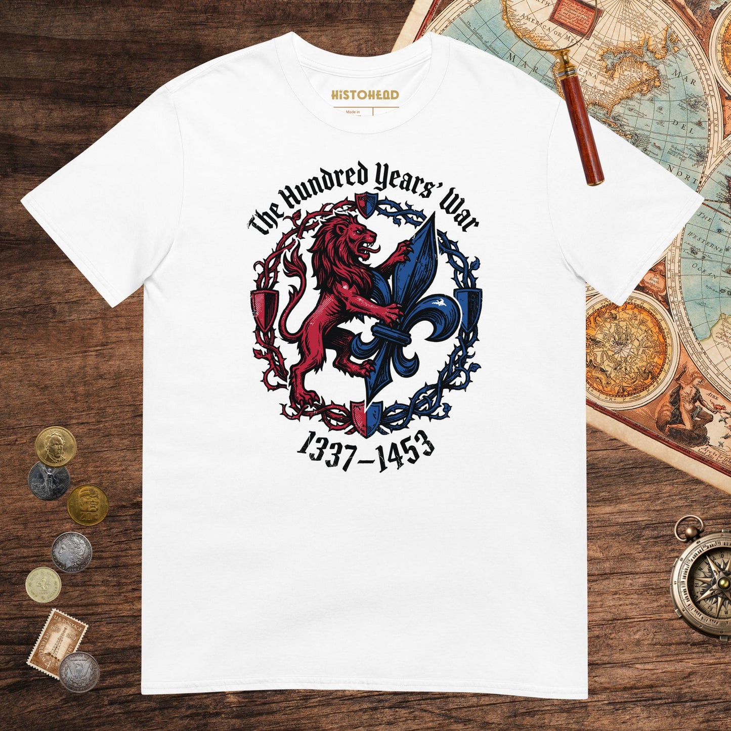 White The Hundred Years' War Tee - history buff gift by HistoHead