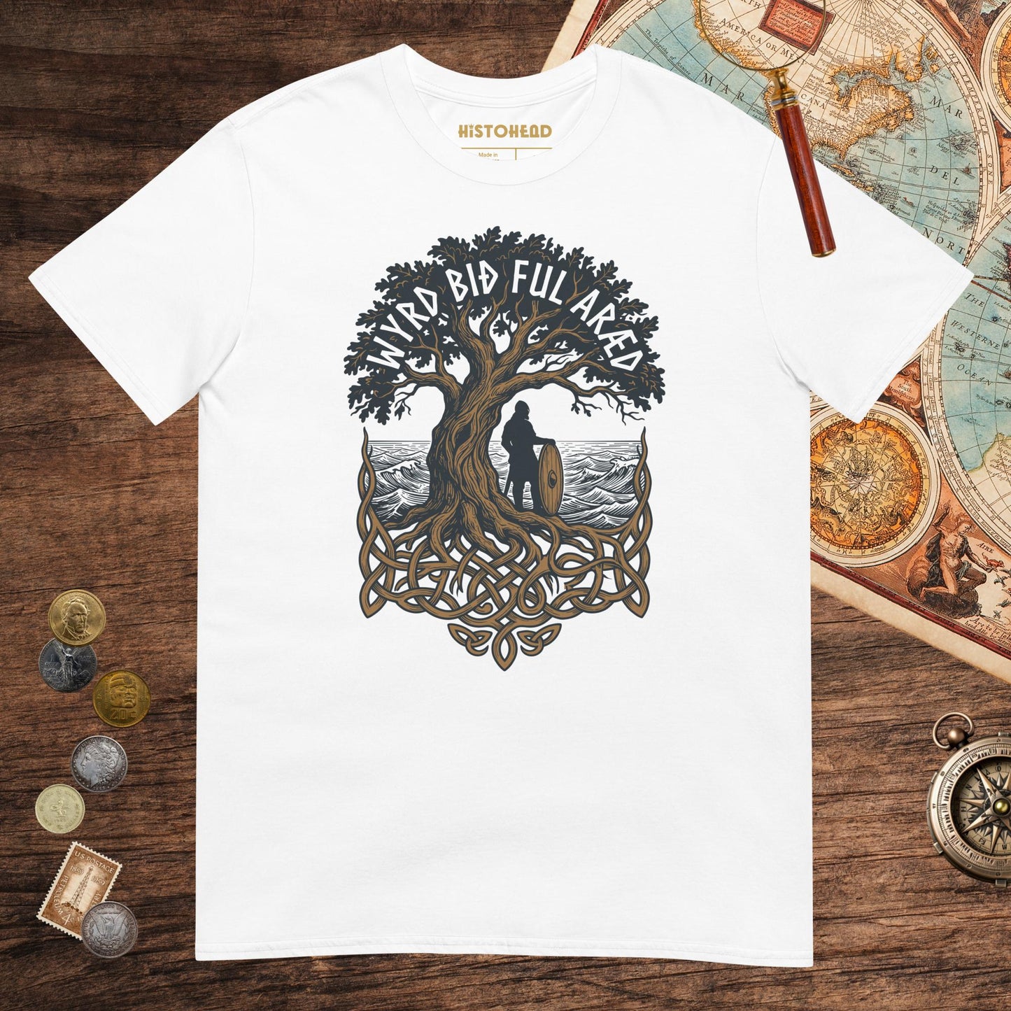 White Old English Fate Is Inexorable Tee - history buff gift by HistoHead