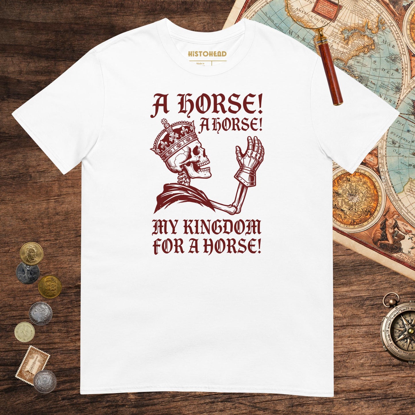 White My Kingdom for a Horse Tee - history buff gift by HistoHead