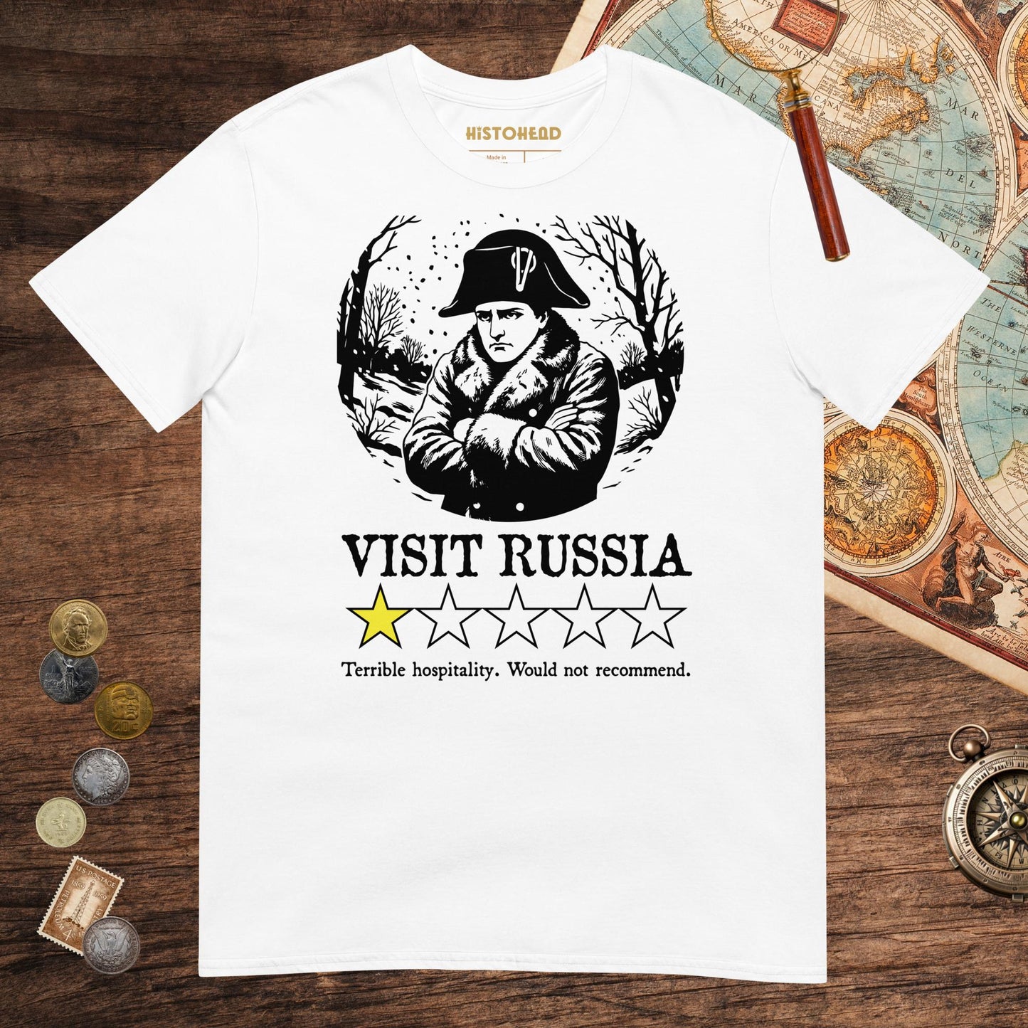 White Napoleon Visit Russia Review Tee - history buff gift by HistoHead