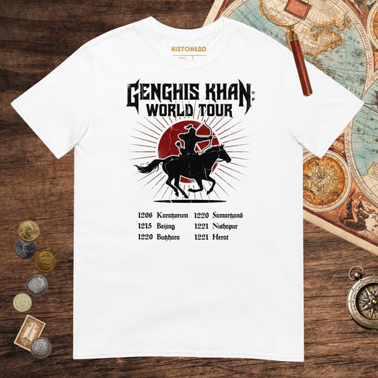 White Genghis Khan World Tour Tee - history buff gift by HistoHead