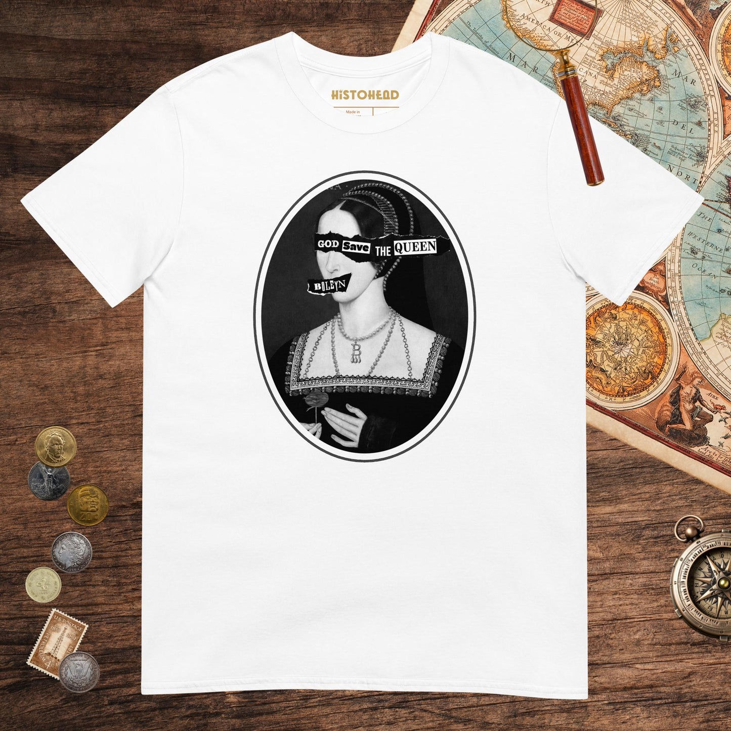 White God Save the Queen Anne Boleyn Tee - history buff gift by HistoHead