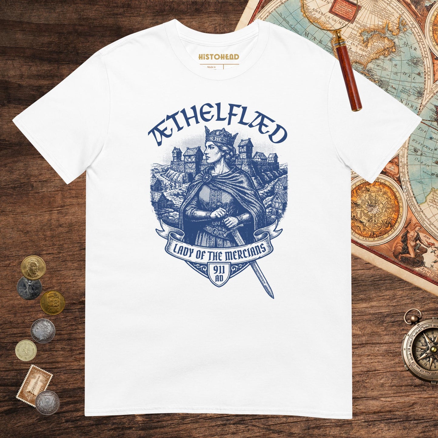 White Æthelflæd Lady of the Mercians Tee - history buff gift by HistoHead