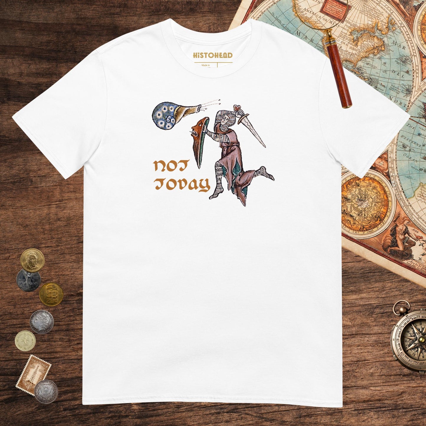White Not Today Snail Tee - history buff gift by HistoHead