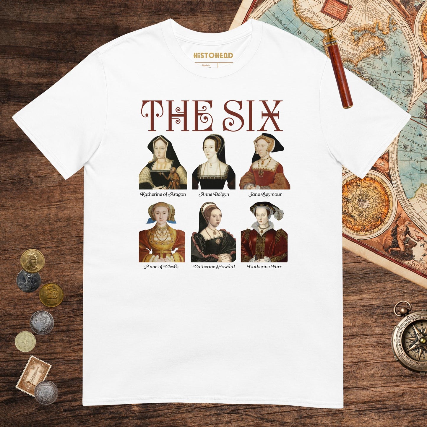 White The Six Tee - history buff gift by HistoHead