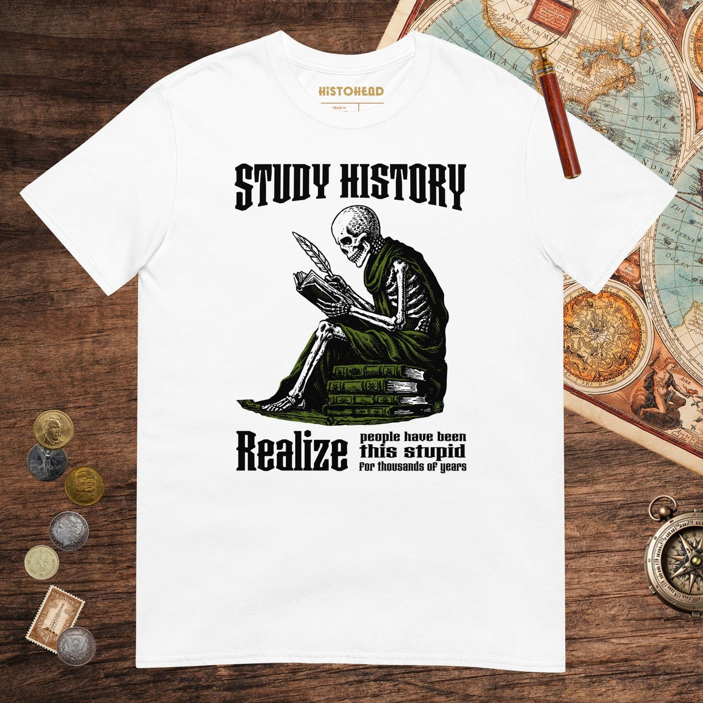White Study History Tee - history buff gift by HistoHead