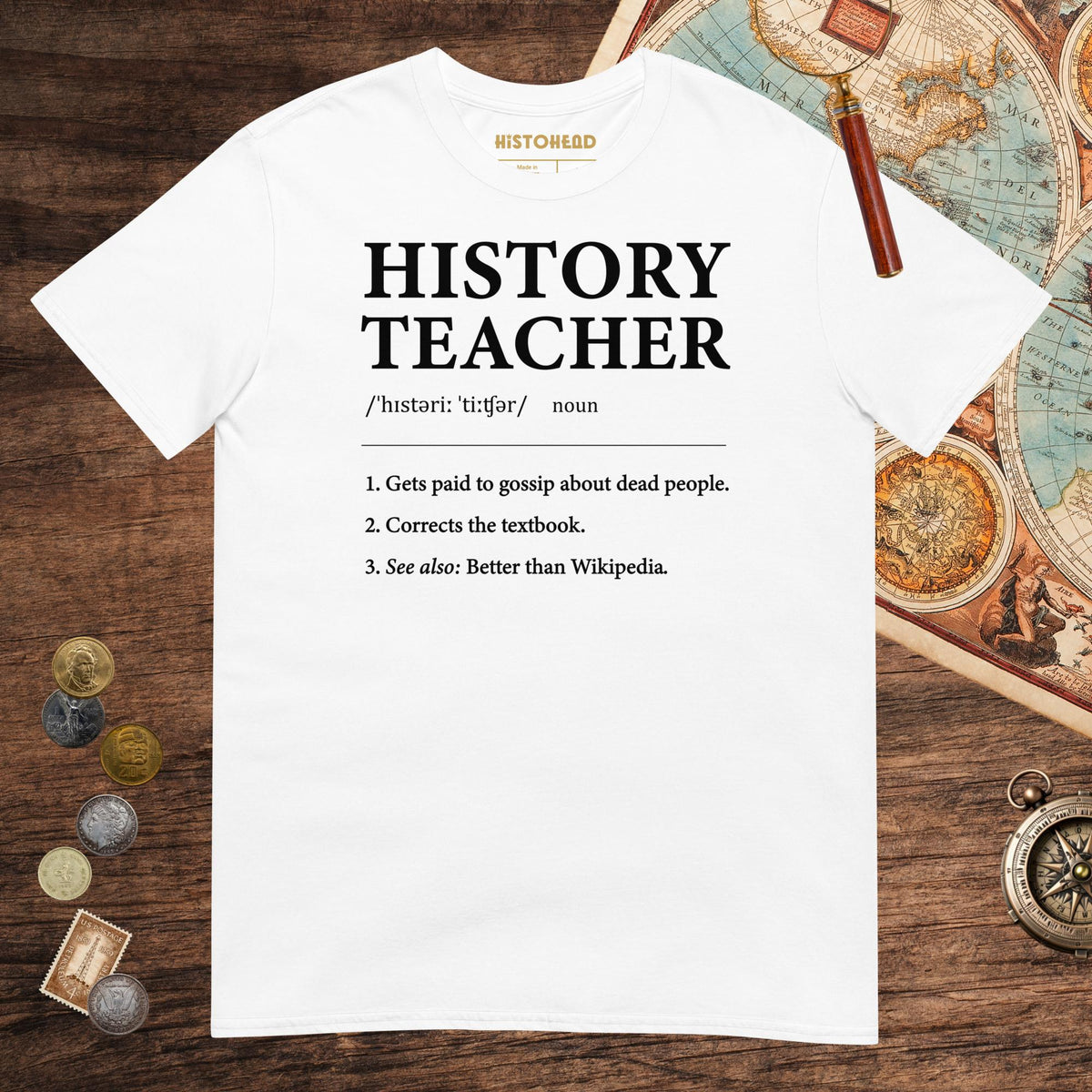 White History Teacher Definition Tee - history buff gift by HistoHead