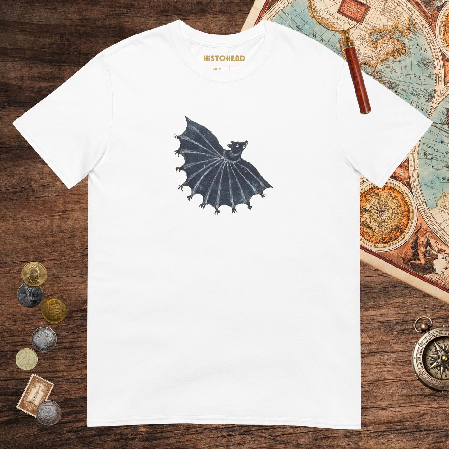 White Weird Medieval Bat 2 Tee - history buff gift by HistoHead