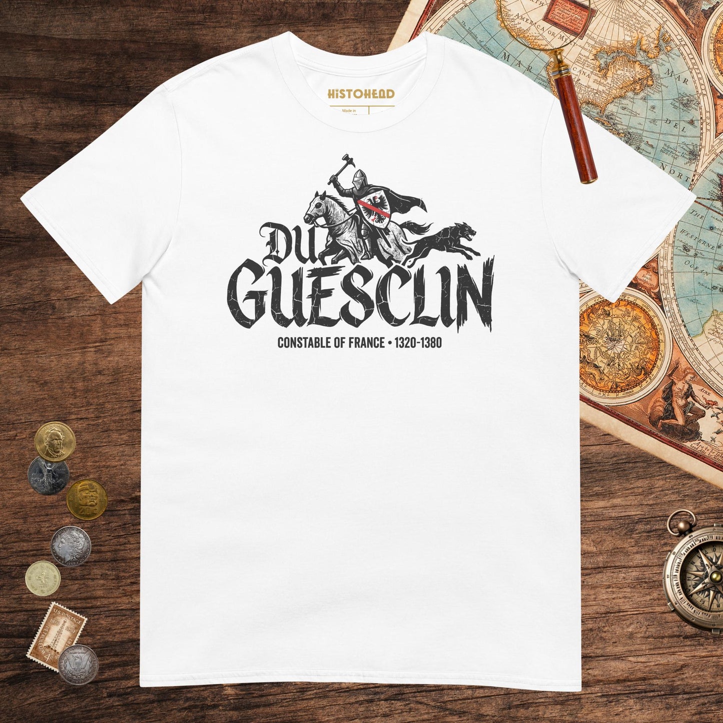 White Du Guesclin Tee - history buff gift by HistoHead