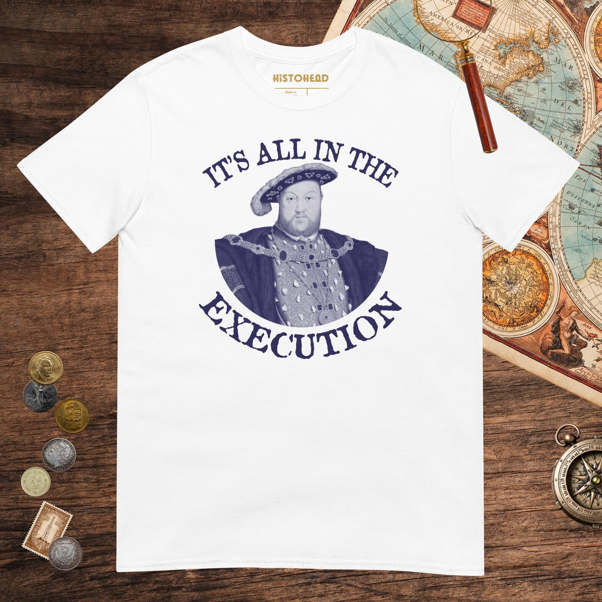 White Henry VIII Execution Tee - history buff gift by HistoHead