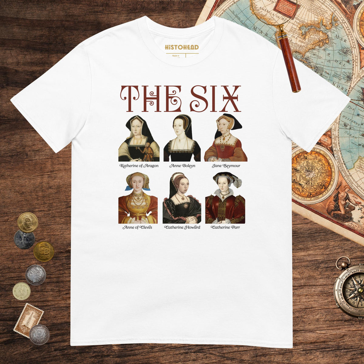White The Six Tee - history buff gift by HistoHead