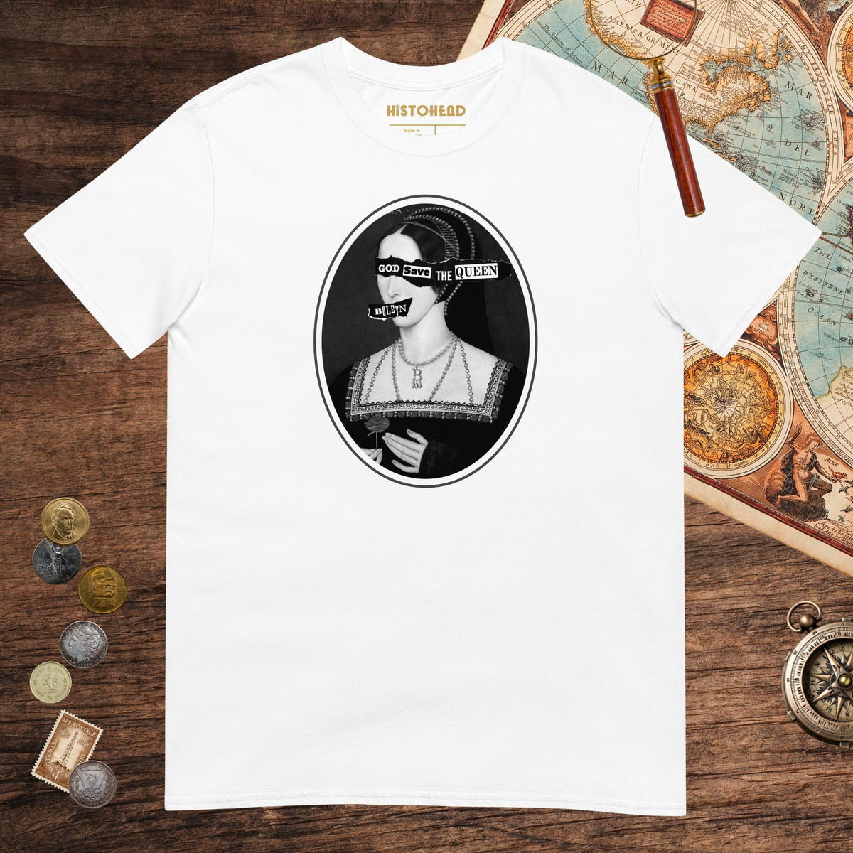 White God Save the Queen Anne Boleyn Tee - history buff gift by HistoHead