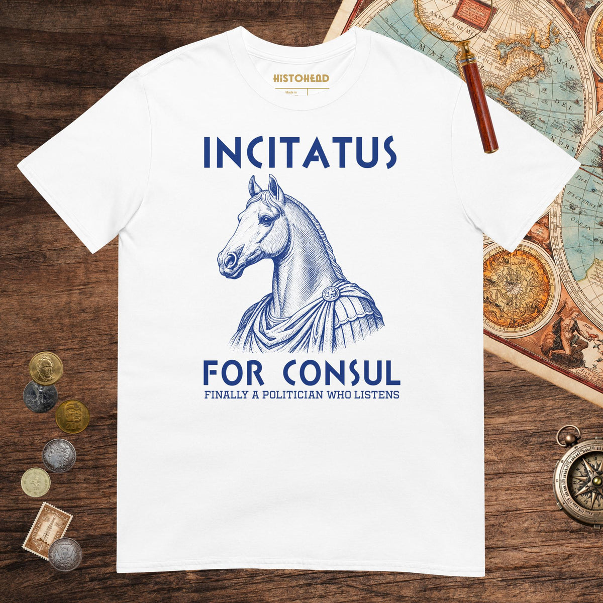 White Incitatus For Consul Tee - history buff gift by HistoHead