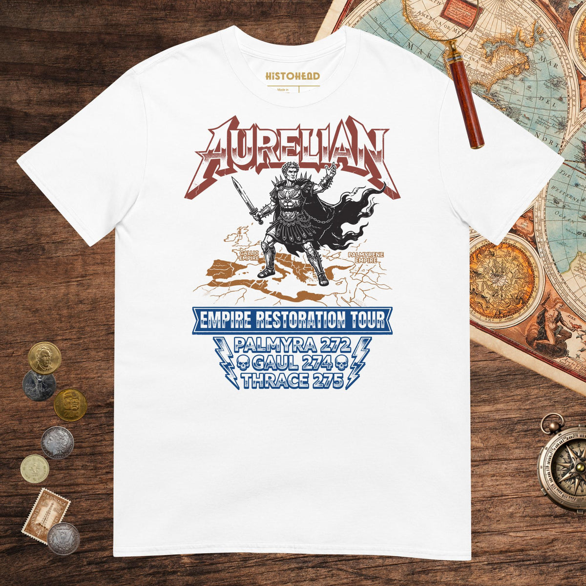 White Aurelian Empire Restoration Tour Tee - history buff gift by HistoHead