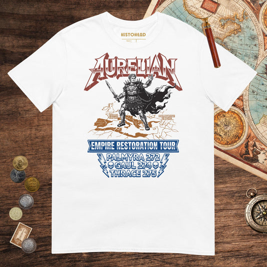 White Aurelian Empire Restoration Tour Tee - history buff gift by HistoHead