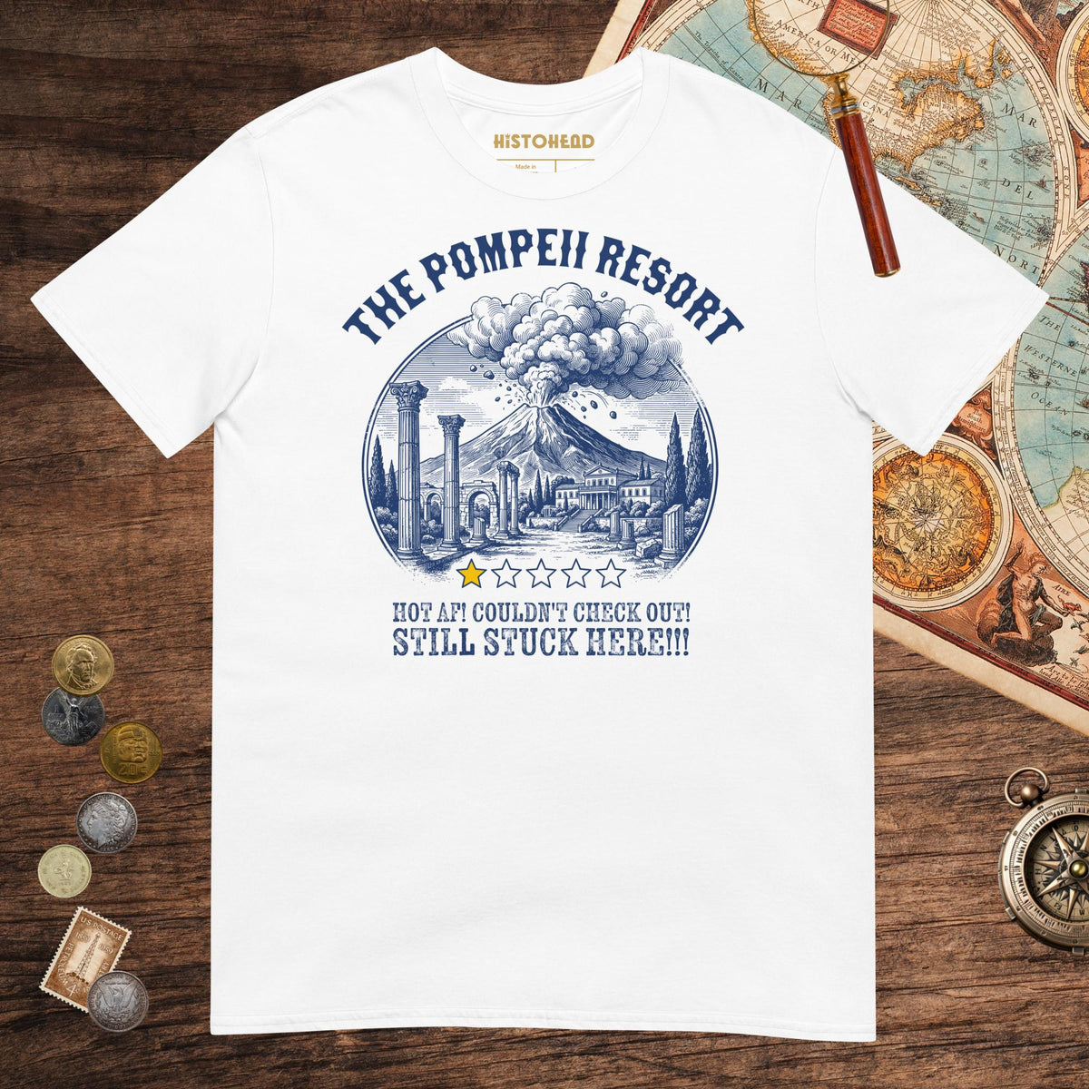 White The Pompeii Resort Review Tee - history buff gift by HistoHead