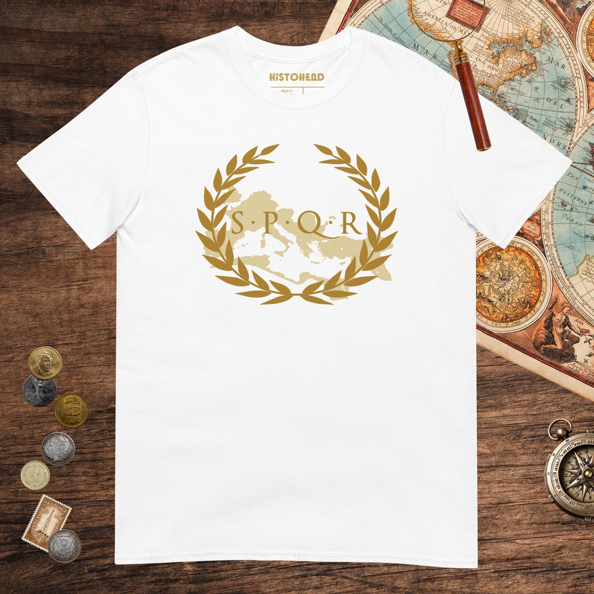 White Roman SPQR Banner Tee - history buff gift by HistoHead