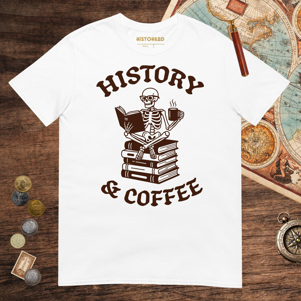 White History & Coffee Tee - history buff gift by HistoHead