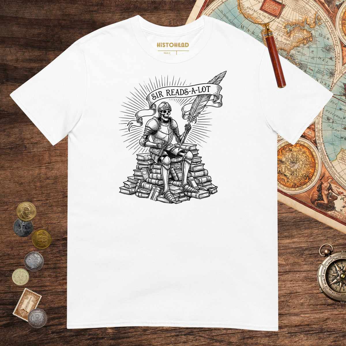 White Sir Reads-A-Lot Tee - history buff gift by HistoHead