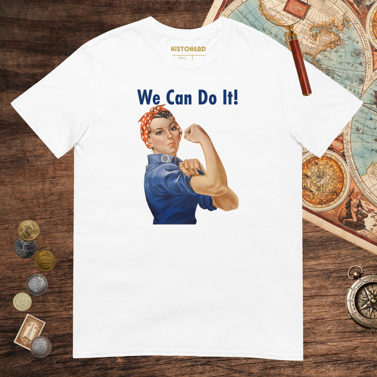 White Rosie We Can Do It Tee - history buff gift by HistoHead
