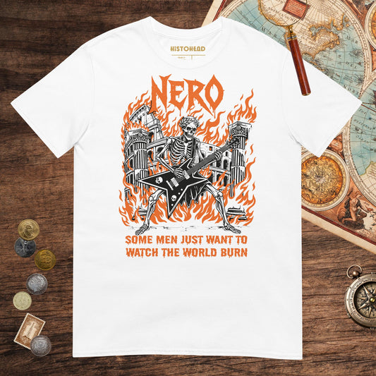 White Nero Watch the World Burn Tee - history buff gift by HistoHead