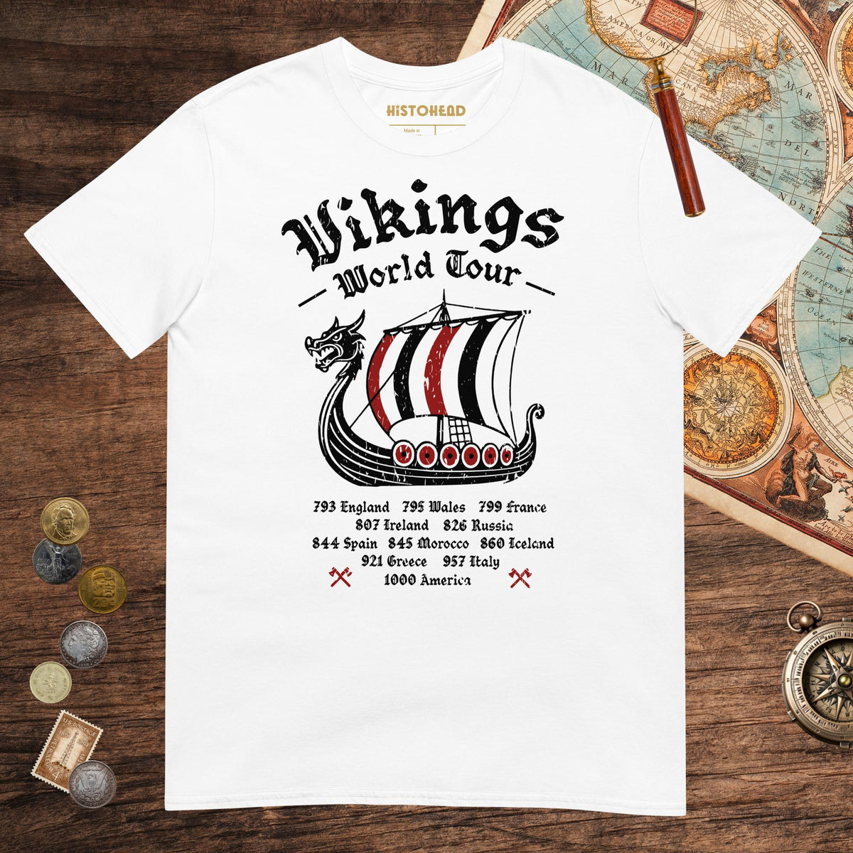 White Vikings World Tour Tee - history buff gift by HistoHead