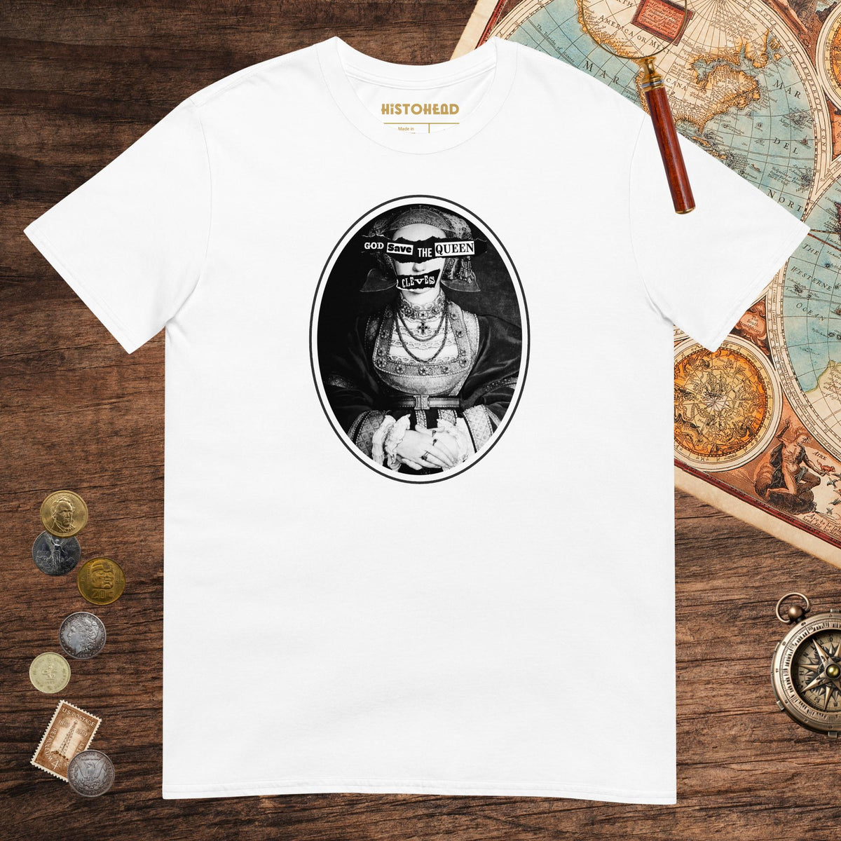 White God Save the Queen Anne of Cleves Tee - history buff gift by HistoHead