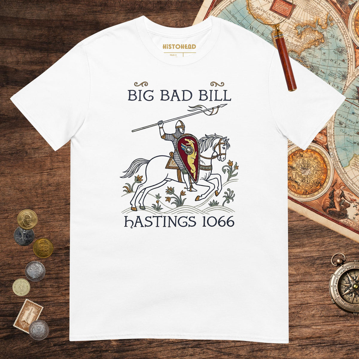 White Big Bad Bill Tee - history buff gift by HistoHead