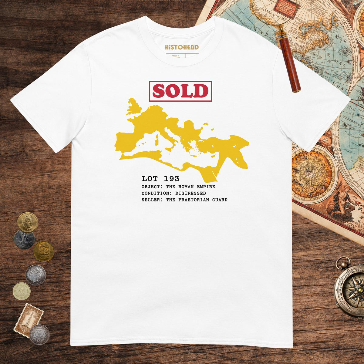 White Auction of the Roman Empire Tee - history buff gift by HistoHead